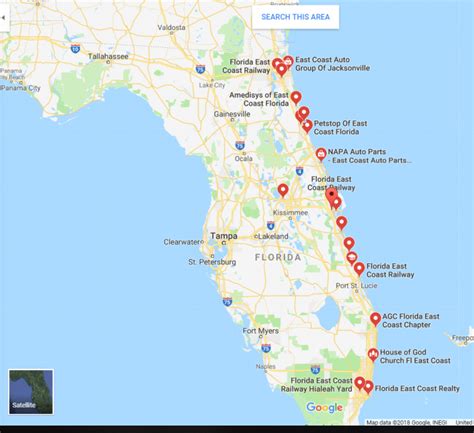 MAP East Coast Florida Beaches